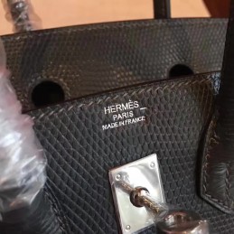 Black Birkin 25 Palladium Hardware Bag