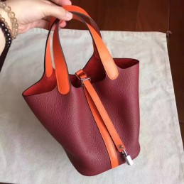 Red Tan Picotin Lock 13 Bag