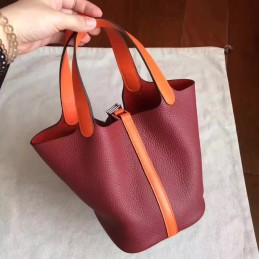 Red Tan Picotin Lock 13 Bag