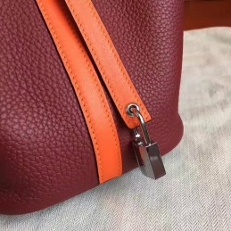 Red Tan Picotin Lock 13 Bag