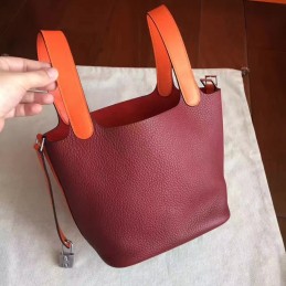 Red Tan Picotin Lock 13 Bag