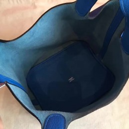 Royal Blue Picotin Lock 22 Smooth Leather Bag