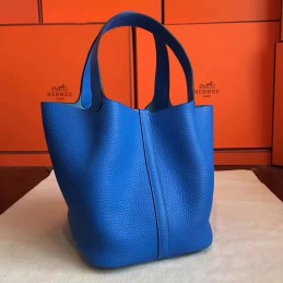 Royal Blue Picotin Lock 22 Smooth Leather Bag