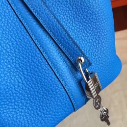 Royal Blue Picotin Lock 22 Smooth Leather Bag