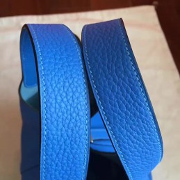 Royal Blue Picotin Lock 22 Smooth Leather Bag