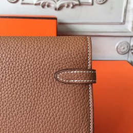 Brown Pebbled Kelly Wallet Silver Hardware