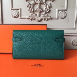 Teal Green Kelly Wallet Silver Hardware