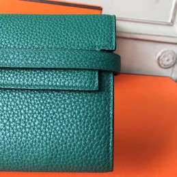 Teal Green Kelly Wallet Silver Hardware