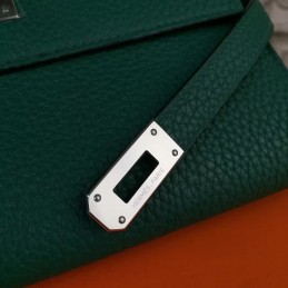Teal Green Kelly Wallet Silver Hardware