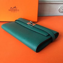 Teal Green Kelly Wallet Silver Hardware