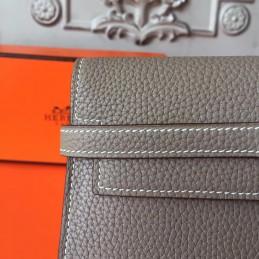 Gray Pebbled Kelly Wallet Silver Hardware