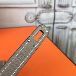 Gray Pebbled Kelly Wallet Silver Hardware