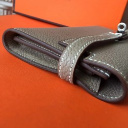 Gray Pebbled Kelly Wallet Silver Hardware