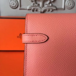 Coral Pink Kelly Wallet Gold Hardware