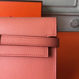 Coral Pink Kelly Wallet Gold Hardware