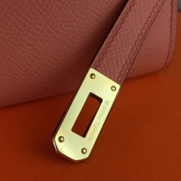 Coral Pink Kelly Wallet Gold Hardware