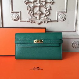 Green Kelly Wallet Gold Hardware