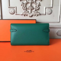 Green Kelly Wallet Gold Hardware