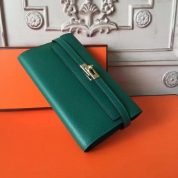 Green Kelly Wallet Gold Hardware