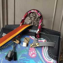 Black Blue Multicolor Print Birkin 35 Bag