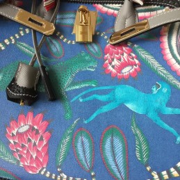Black Blue Multicolor Print Birkin 35 Bag