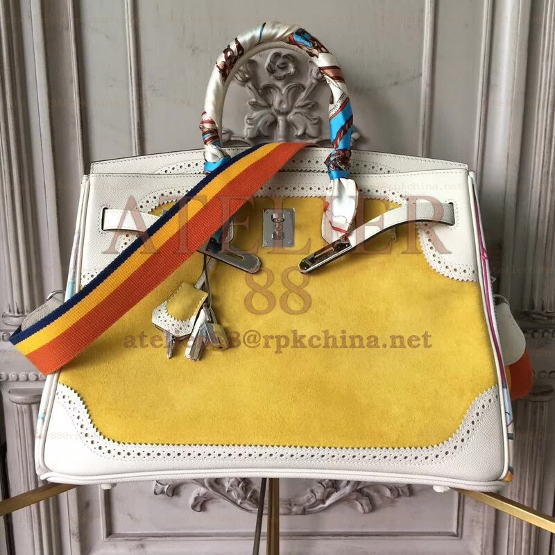 White Yellow Birkin 35 Bag