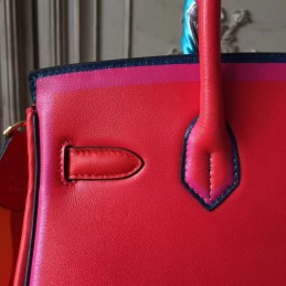 Red Multicolor Birkin 30 Shoulder Strap Bag