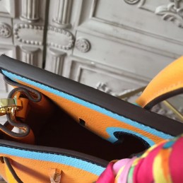 Yellow Blue Birkin 30 Shoulder Strap Bag