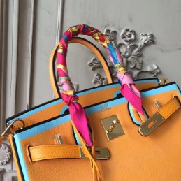 Yellow Blue Birkin 30 Shoulder Strap Bag