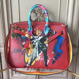 Red Print Birkin 35 Bag