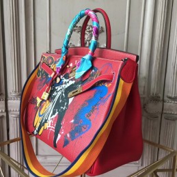 Red Print Birkin 35 Bag