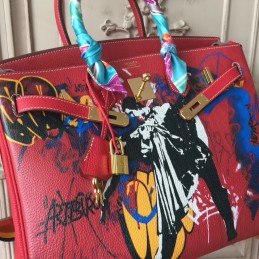 Red Print Birkin 35 Bag