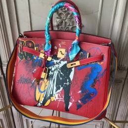 Red Print Birkin 35 Bag