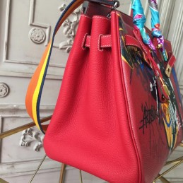 Red Print Birkin 35 Bag