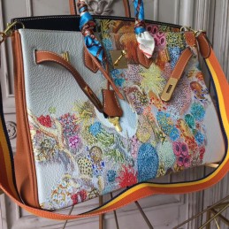 White Multicolor Print Birkin 35 Bag
