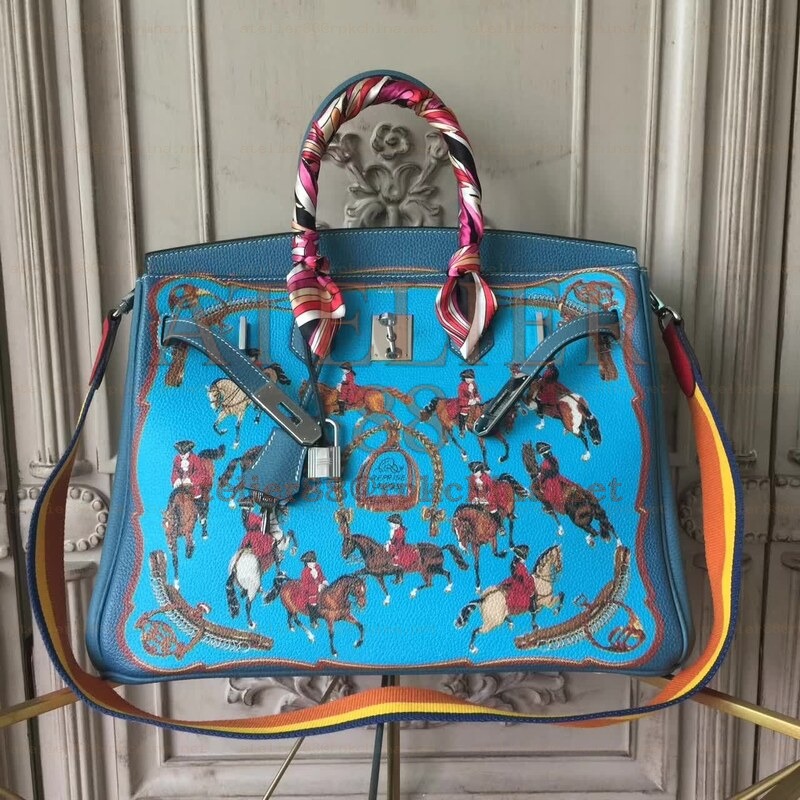 Blue Print Birkin 35 Bag