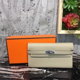 Light Gray Kelly Wallet Silver Hardware