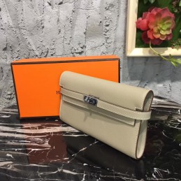 Light Gray Kelly Wallet Silver Hardware