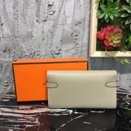 Light Gray Kelly Wallet Silver Hardware