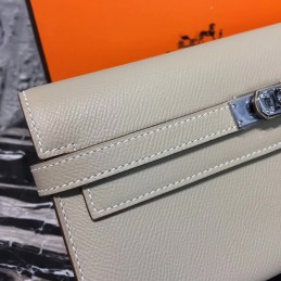 Light Gray Kelly Wallet Silver Hardware