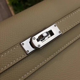 Light Gray Kelly Wallet Silver Hardware