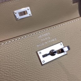 Light Gray Kelly Wallet Silver Hardware