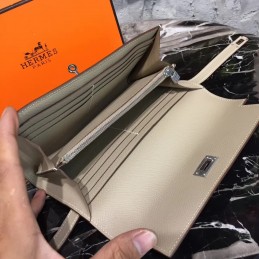 Light Gray Kelly Wallet Silver Hardware