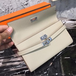 Light Gray Kelly Wallet Silver Hardware