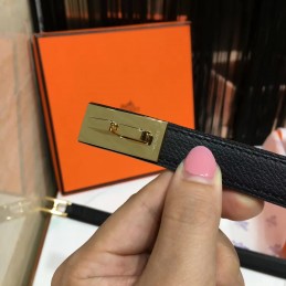 Black White Reversible Gold H Buckle Leather Belt