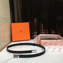 White and Black Reversible H Buckle Leather Belt