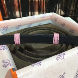 Pink and Black Reversible H Buckle Leather Belt