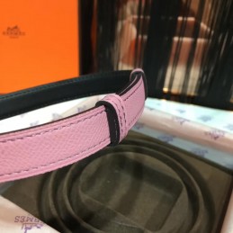 Pink and Black Reversible H Buckle Leather Belt