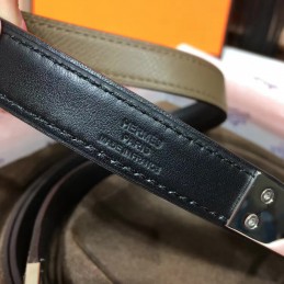 Black White Reversible Silver H Buckle Leather Belt