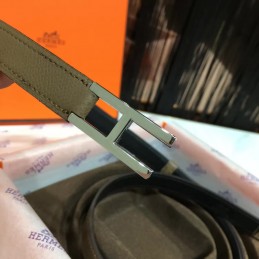 Black White Reversible Silver H Buckle Leather Belt